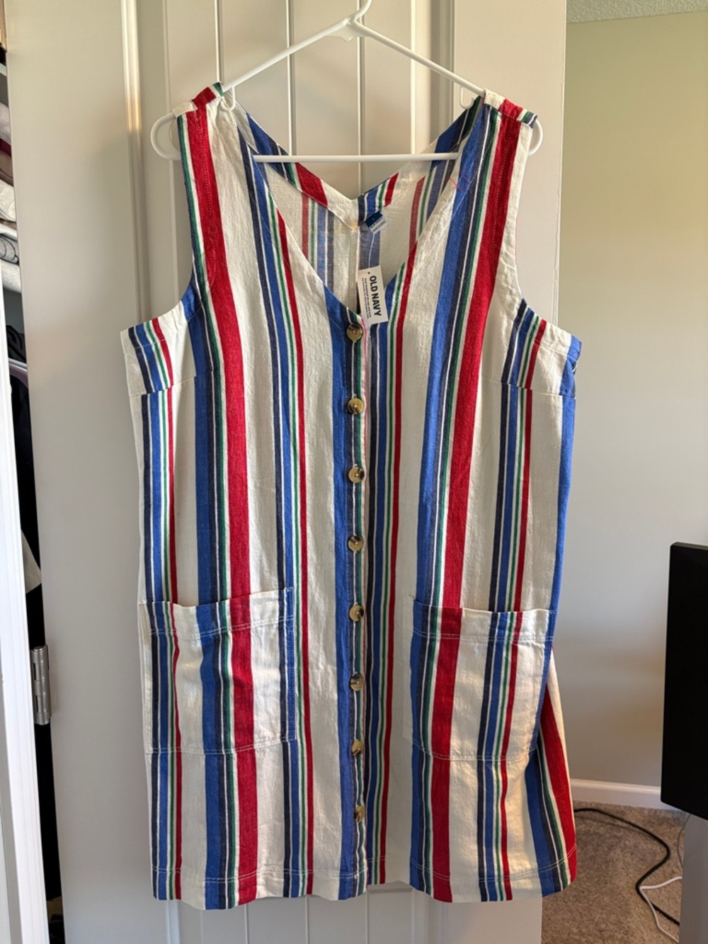 Old Navy 100% Cotton Striped Sleeveless dress - Red, Blue, Green, White